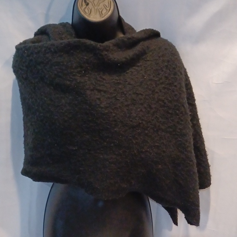 C.C. Black Bias Cut Boucle Knit Scarf, 90"x18"